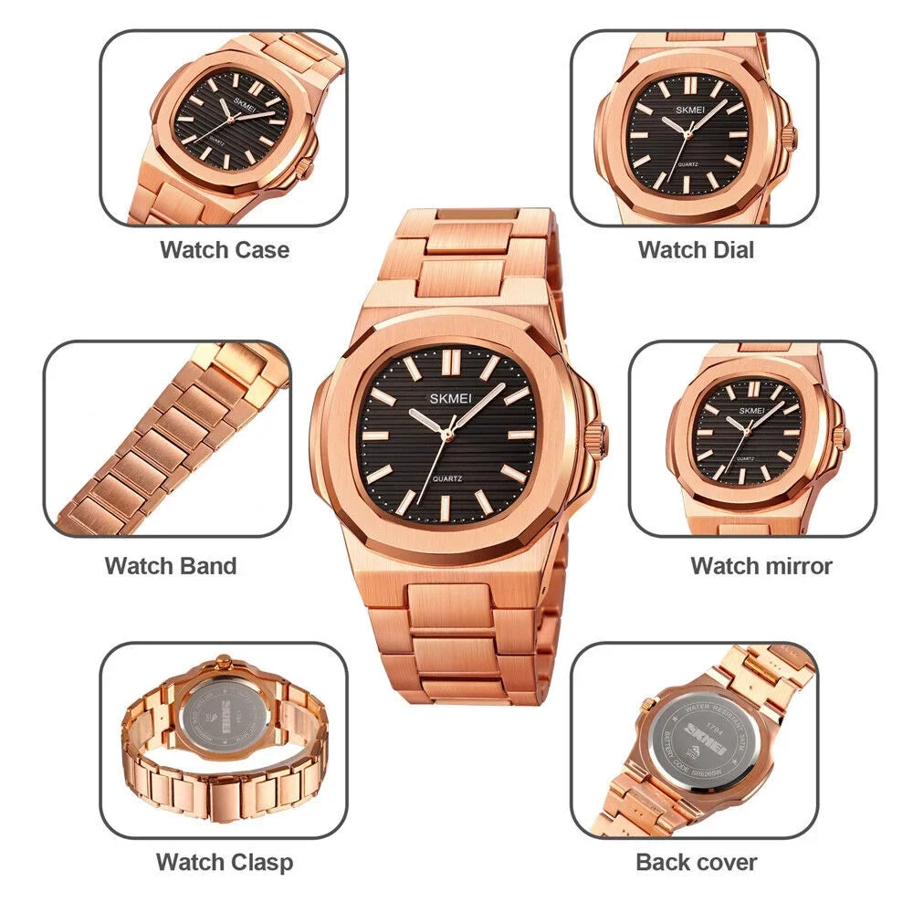 Men Wristwatch Male Luxury Gift Gold Quartz For Steel Business Watch