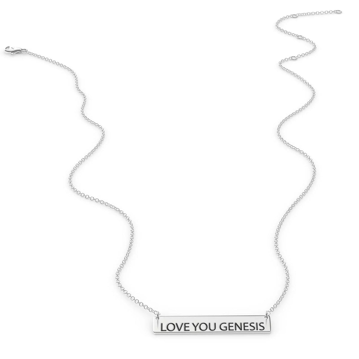 Women's Sterling Love Genesis Necklace Sliver Bar Pendant You