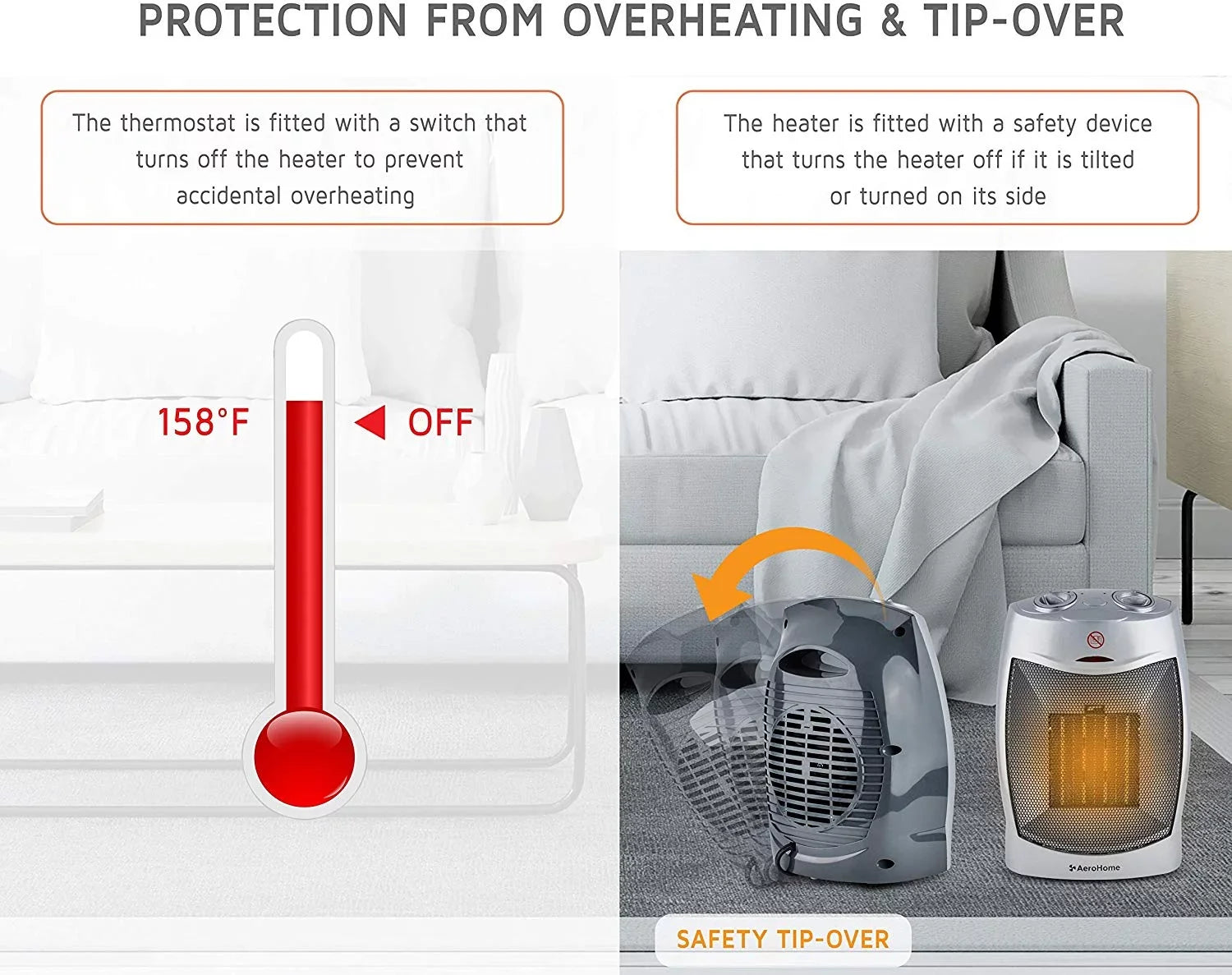 Heater AeroHome Thermostat, with Space Silver Adjustable Personal Electric Ceramic 1500W