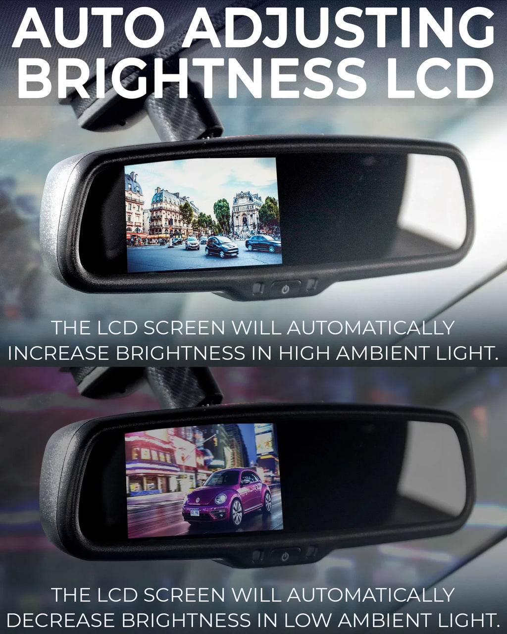 Rear for 4.3” LCD Backup Car Waterproof Master Universal View Camera Safety with OEM Mirror - Fit Kit Enhanced Screen Tailgaters + 170°