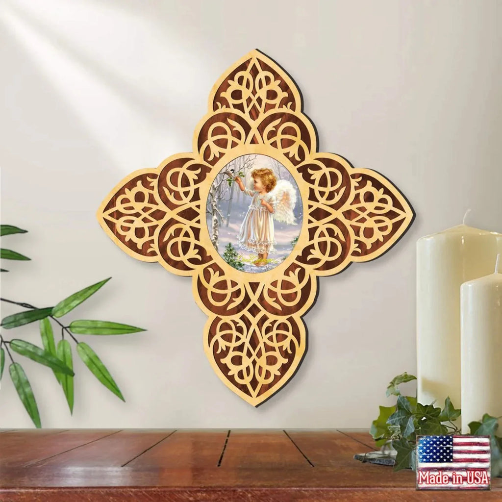 | Inspirational Icon by Gelsinger - Wooden 88482-DG D�cor Angel Cross D. Girl Filigree