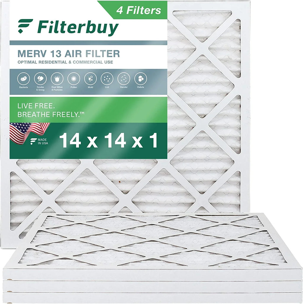 AC 14x14x1 Air Pleated Filters (4-Pack) 13 Filterbuy MERV HVAC Furnace