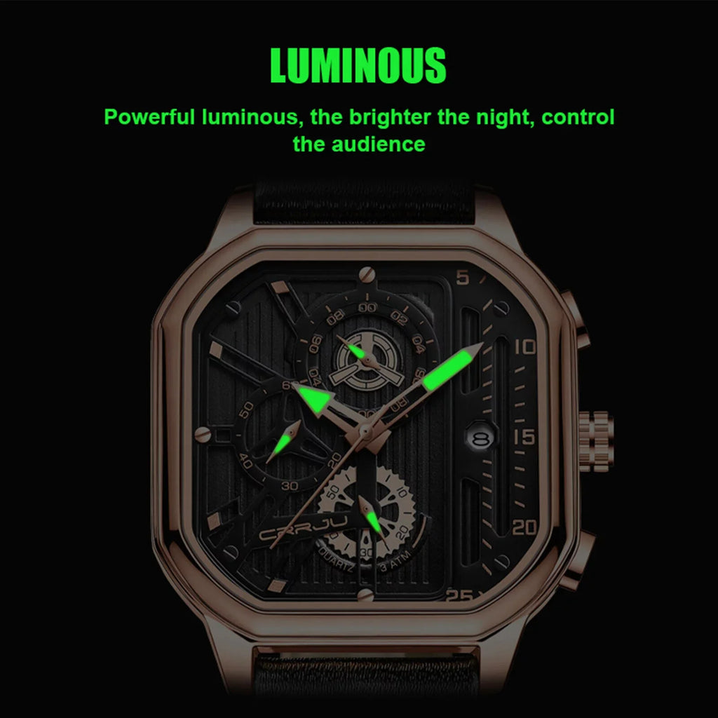 Quartz Business Leather Men's Chronograph Waterproof Date Luxury Watch Luminous