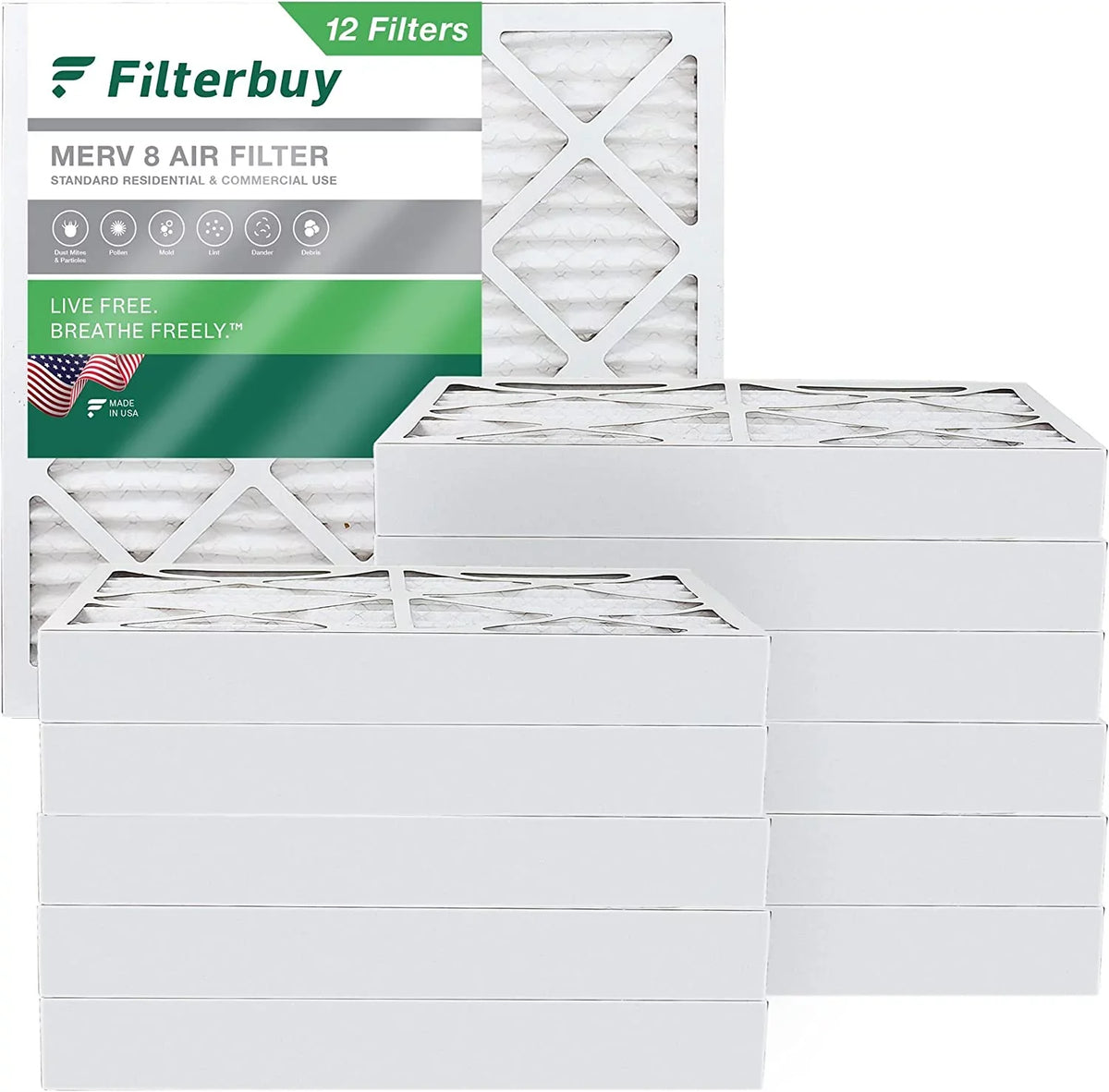 AC (12-Pack) Filterbuy 8 Air HVAC 20x20x4 Pleated MERV Filters Furnace