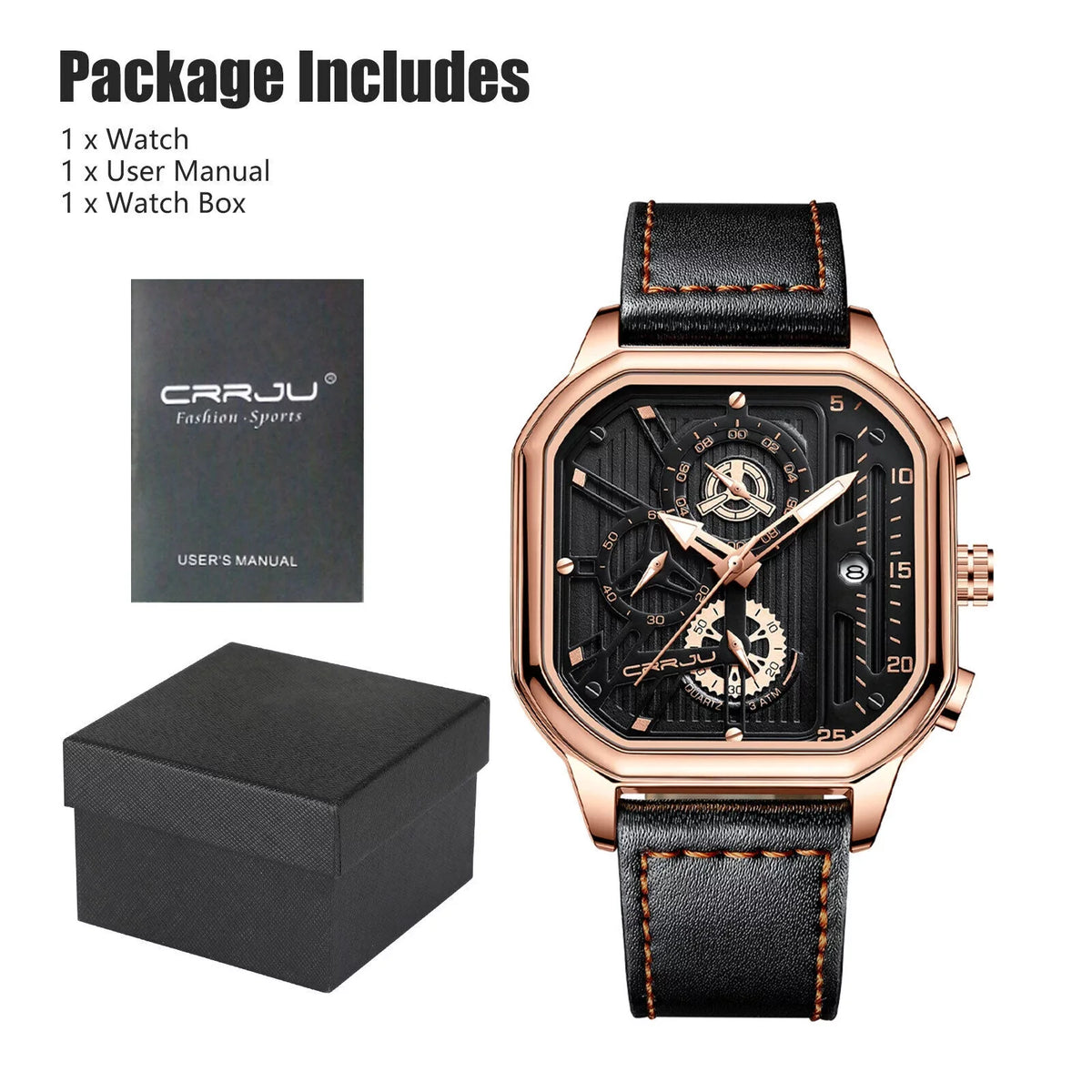 Quartz Business Leather Men's Chronograph Waterproof Date Luxury Watch Luminous