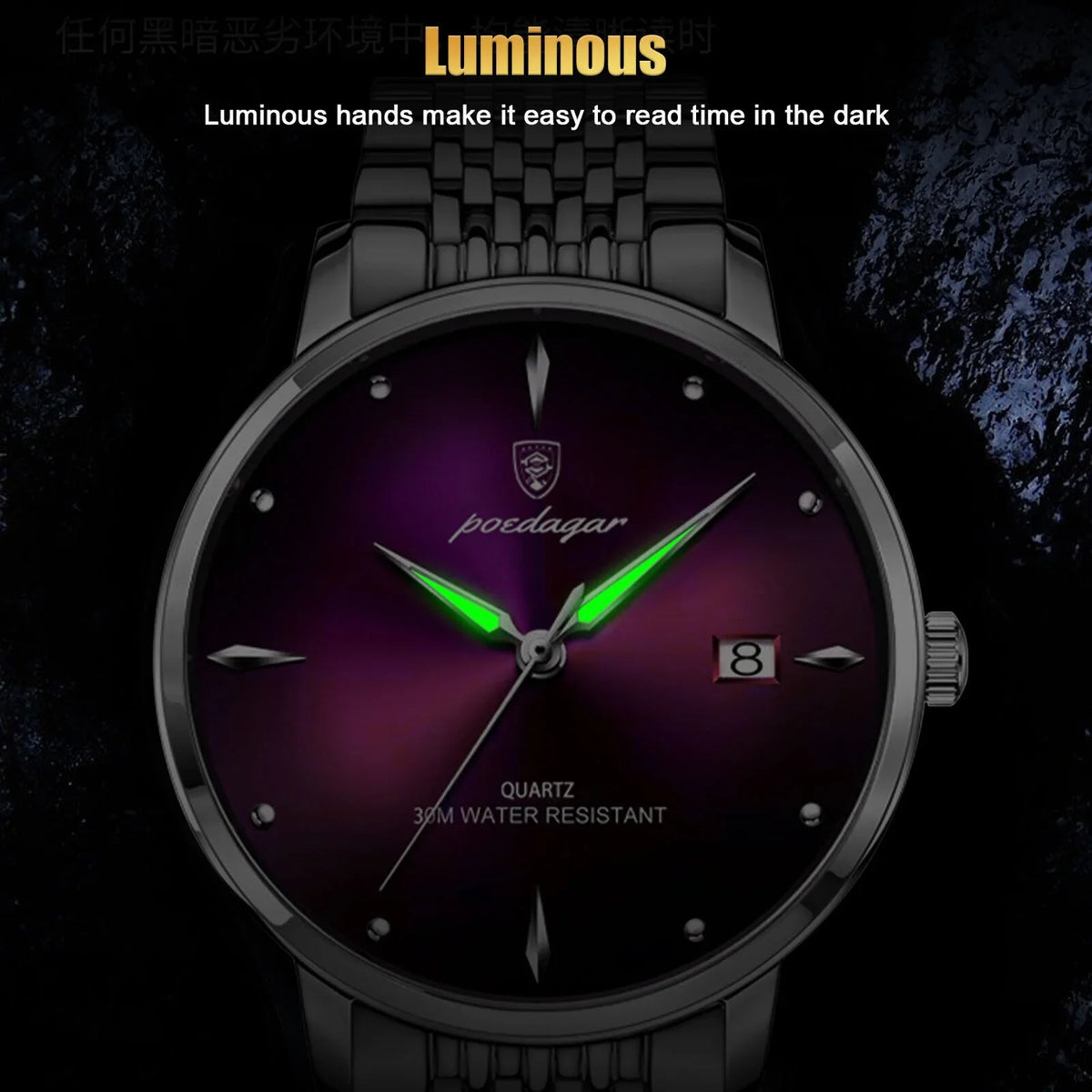 Quartz Men's Steel Waterproof Stainless Classic Luxury Wristwatch Luminous Watch