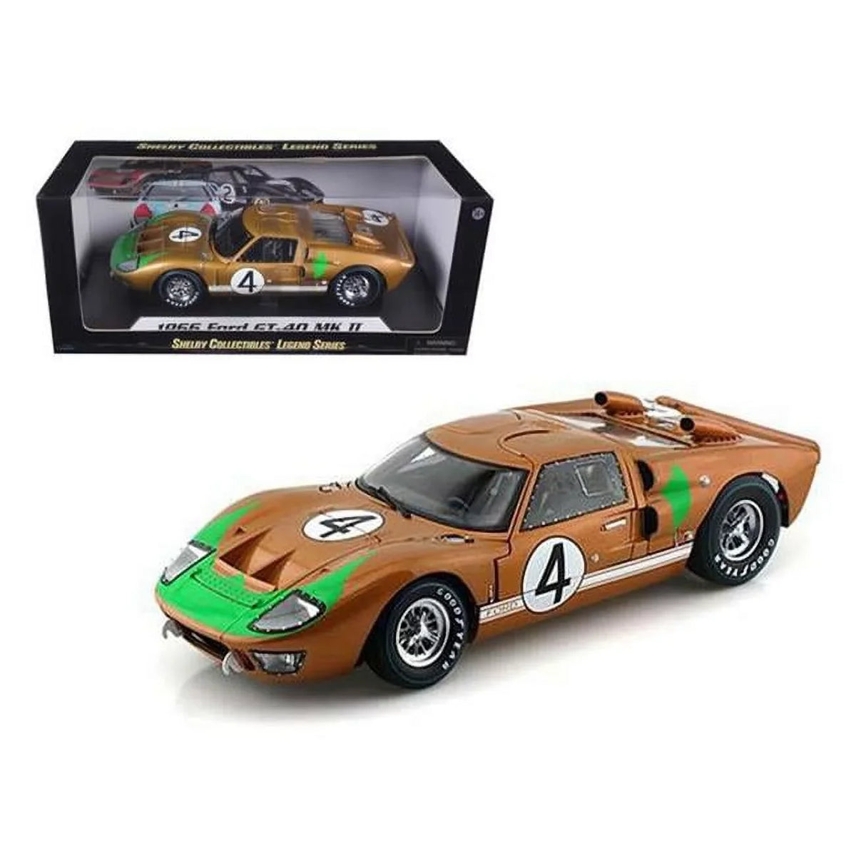 1966 Model 1-18 Gold 2 Shelby Collectibles Car GT-40 Diecast No.4 SC414 MK