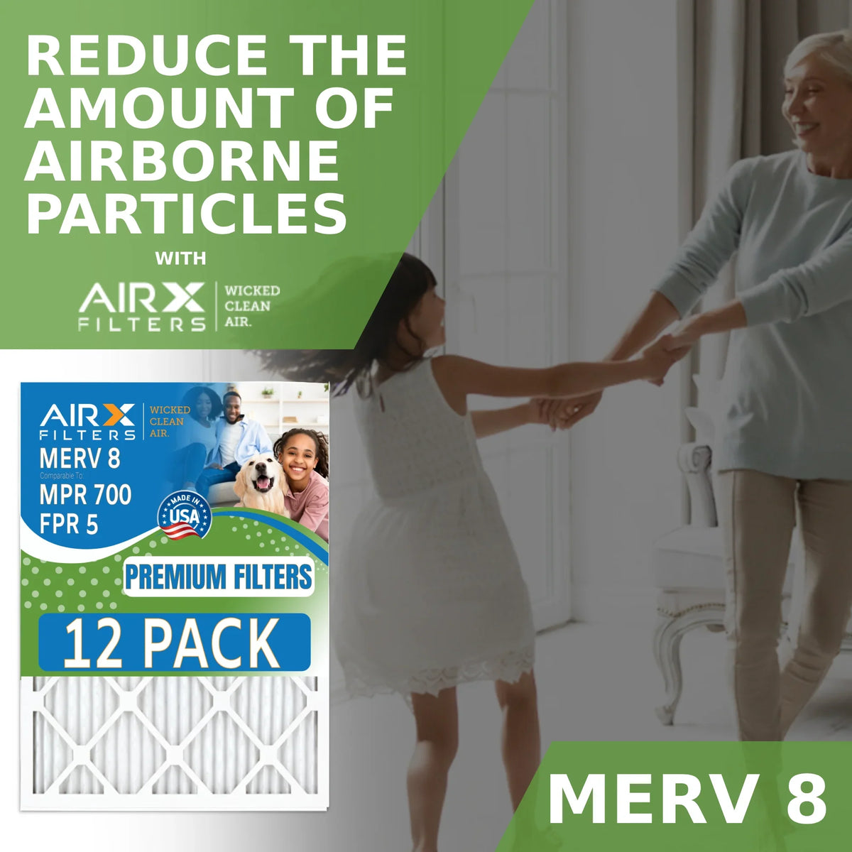 in 18x24x2 MERV 700 USA to Filter Made AIR. - CLEAN 12 of 8 by MPR Filters & 5 FILTERS AIRX FPR Pack Rating, Furnace Comparable WICKED Air