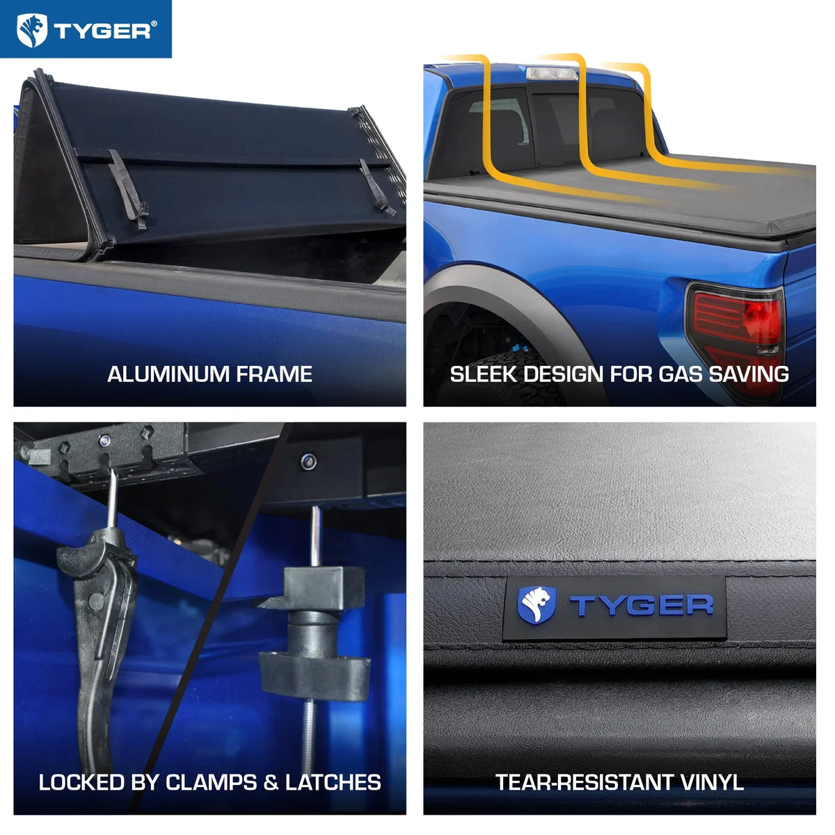 / Tri-fold Soft Tonneau TG-BC3C1039 | Truck Compatible GMC Tyger Chevy Vinyl Cover Colorado Bed T3 | Canyon 5'2" Bed | with 2015-2023 Auto