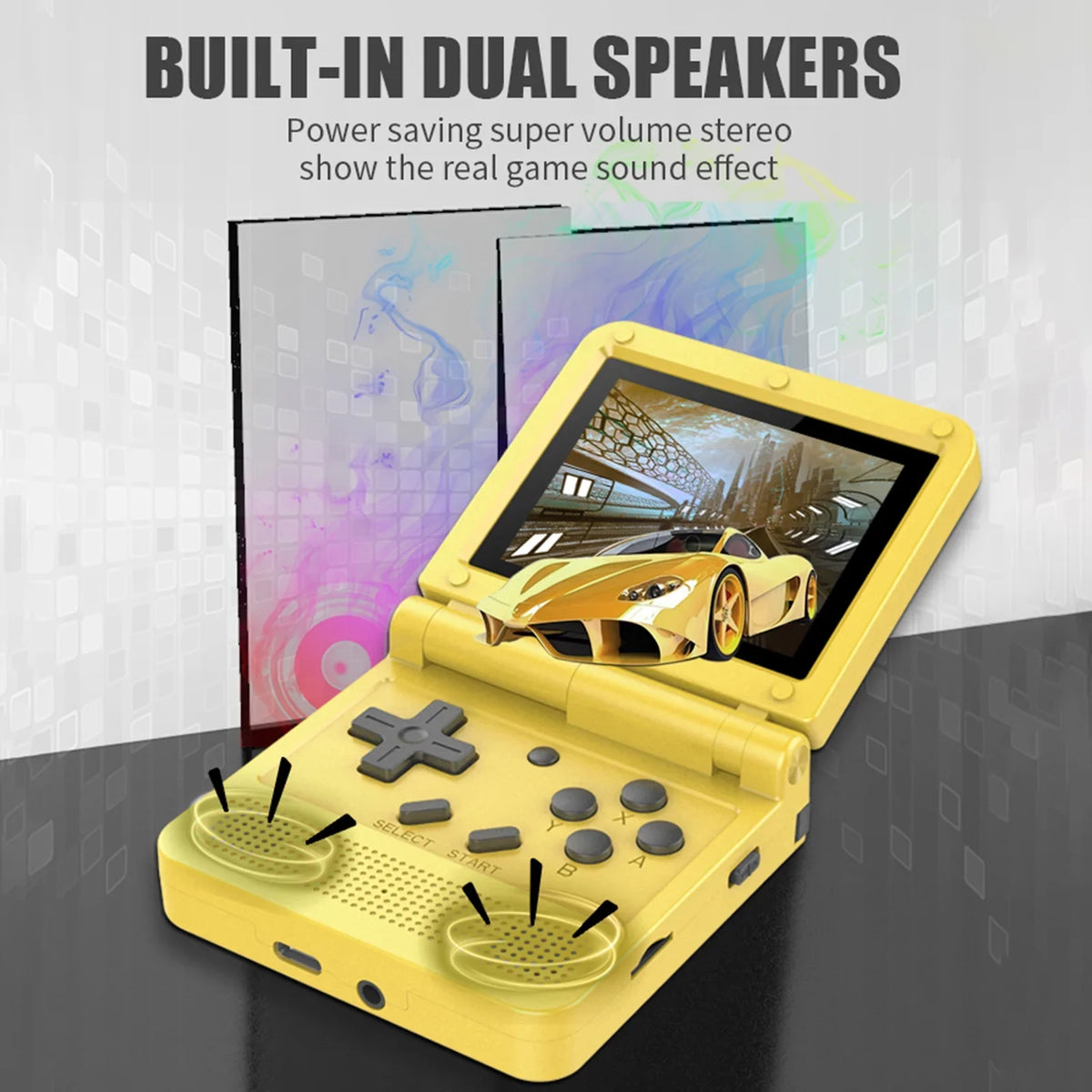 Flap Emulators, Powkiddy Game Screen, Folding Console, Portable for Endless and Rechargeable Design, Mini 15 Handheld 3.0-inch Gaming IPS