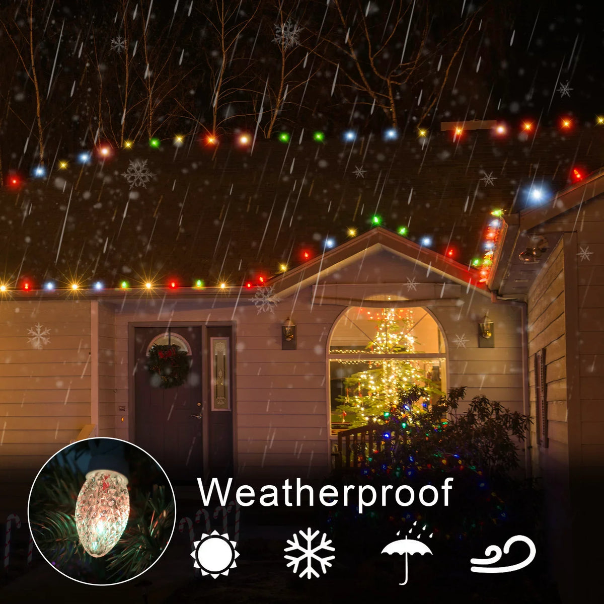 Changing Light 23ft Bulbs String C9 LED Color Lights Christmas Lights exterior, 20 Eva's Waterproof