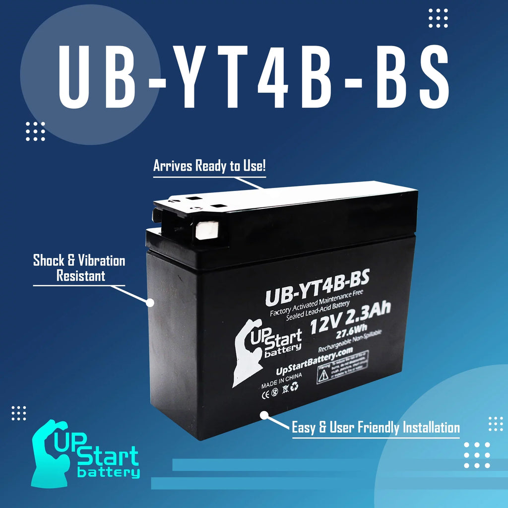 2005 for Yamaha Replacement UpStart 2.3Ah, SR400 Free, Battery 12V, Activated, Maintenance Motorcycle Battery UB-YT4B-BS Factory - 5-Pack 400CC