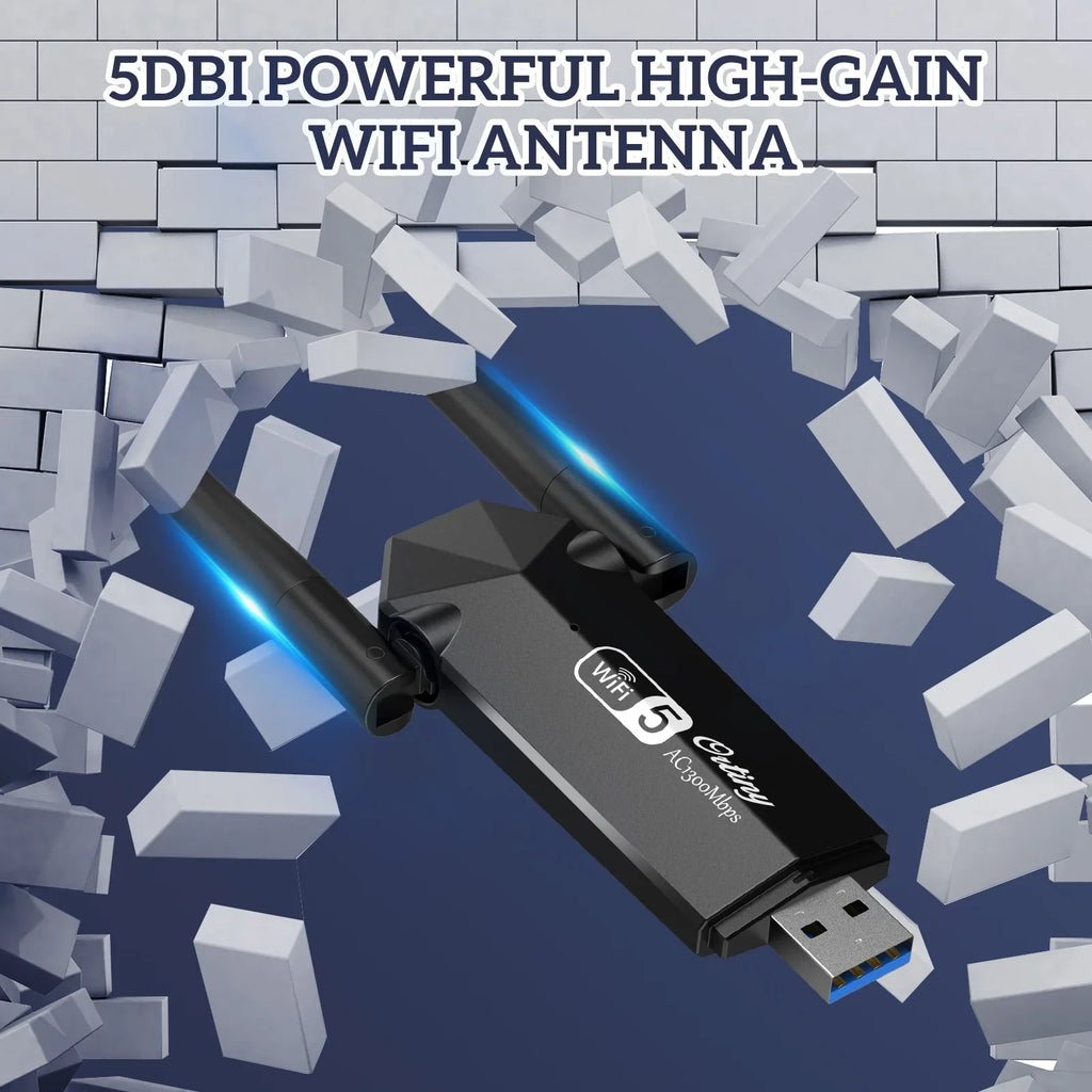 Dual Windows WiFi Network Dongle WiFi 11/10/8/7, for Mac OS USB Adapter Laptop Desktop Dual 1300Mbps USB Ortiny Wireless WiFi Adapter, Wireless PC, Band 10.9-10.15 for 5G/2.4G Supports Band Adapter
