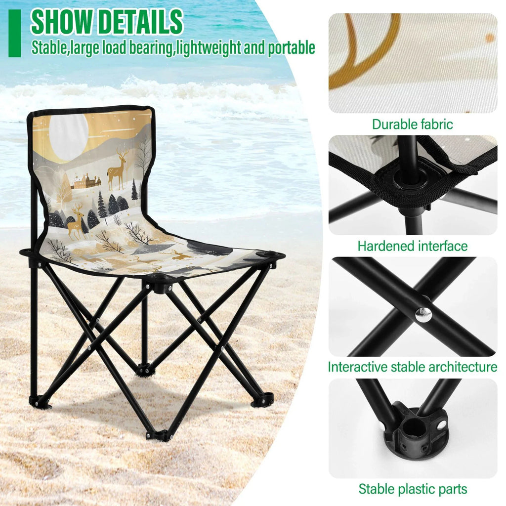 Lawn in Fishing Small Chair Kids Forest Chair with for Chair Beach Bag Chair Folding Carry Golden Portable exterior Camping Deers