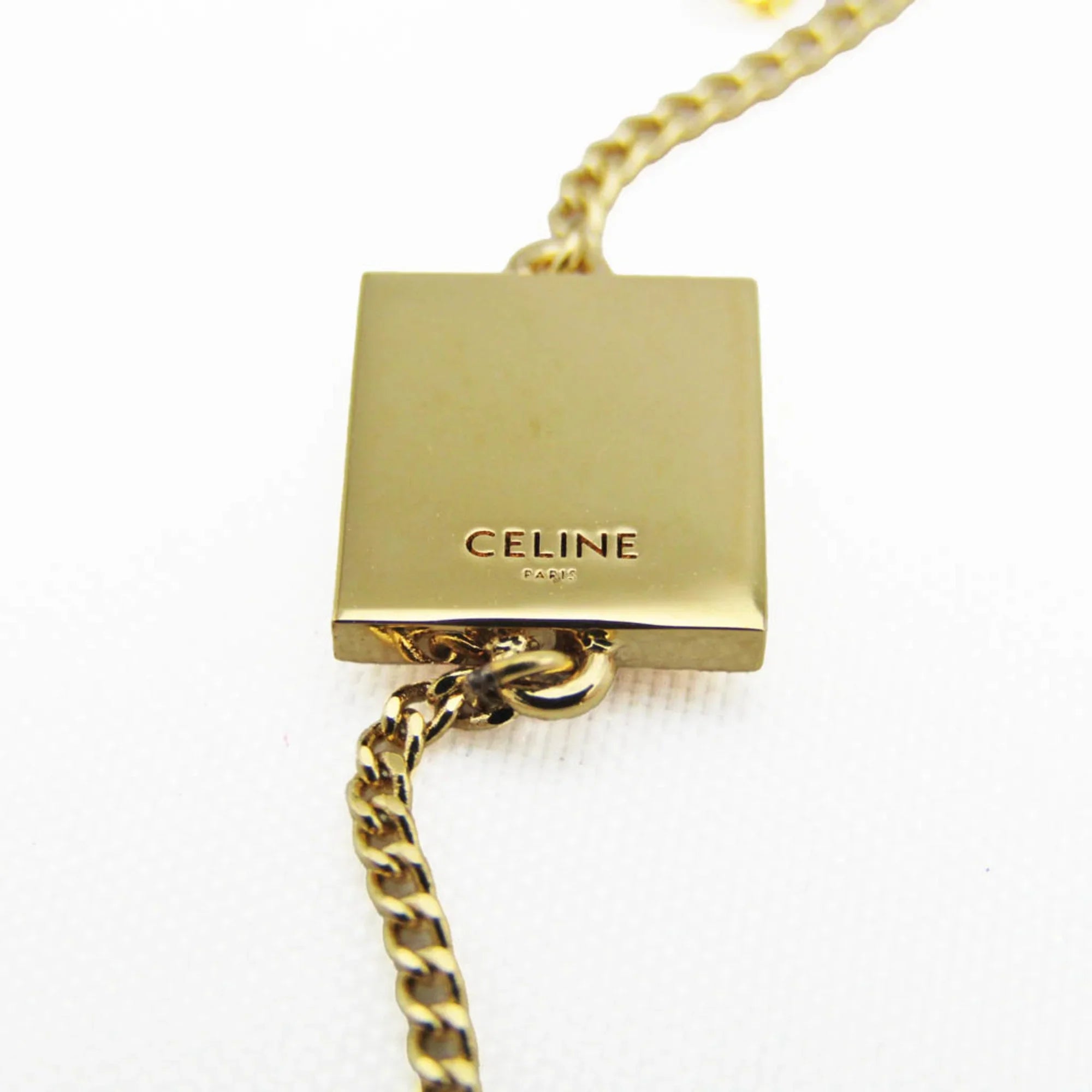 (Good) Celine Metal Pre-Owned Stone Alphabet No 46B0 Gold 6BRA P Bracelet Charm