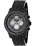 Band Stainless Quartz Strap Extra Black Metal plus Leather Accent Men's Diamond Steel Watch
