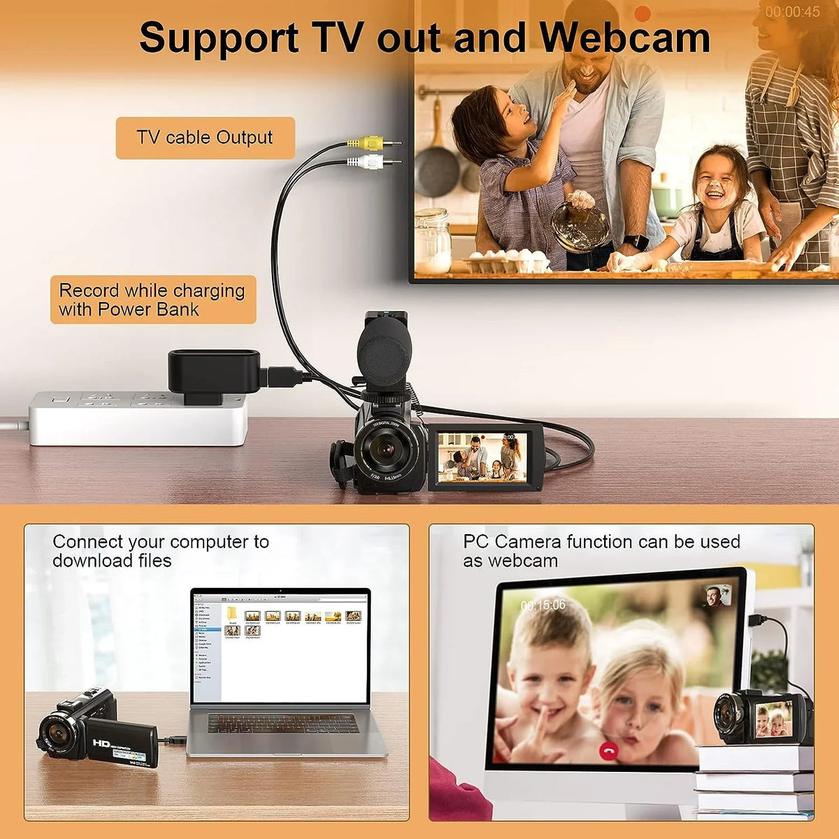 Youtube Screen Camera Camera Control 3.0" IPS Wifi 4K for Video Camera & Vlogging Camcorder 48MP Ultra Microphone HD Touch Remote Digital with