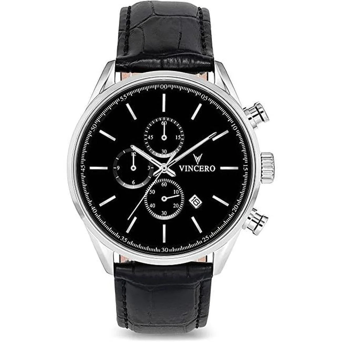 BLA-SIL-S02 Chrono & Vero Black Vincero Mens Watch, Silver S Wrist Luxury