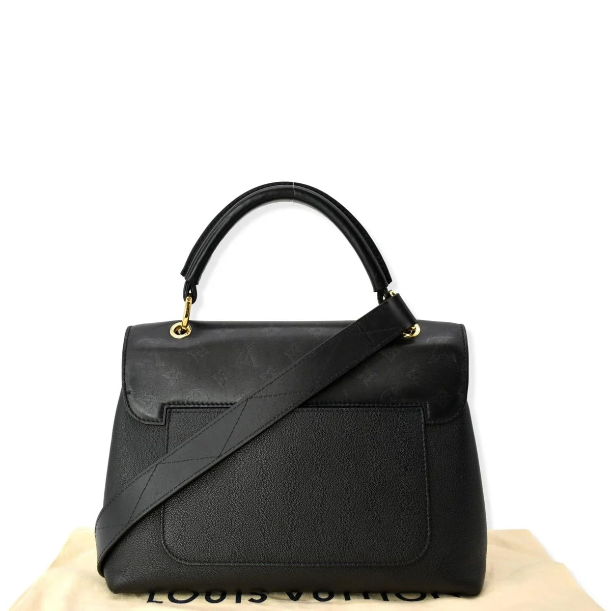 One Shoulder Monogram Leather Bag Black Very Pre-owned Handle