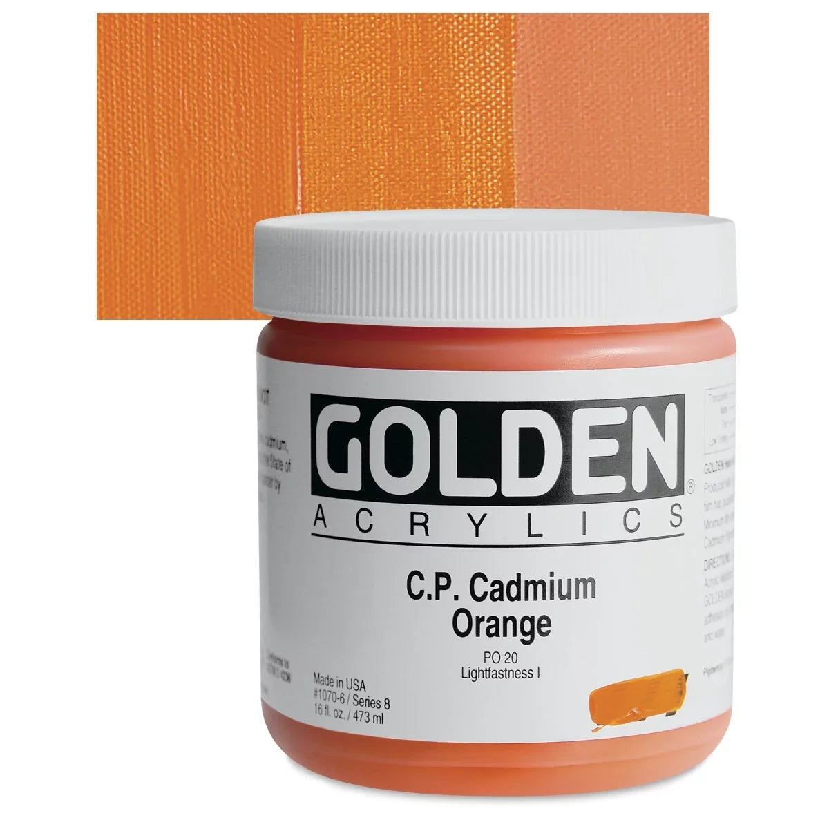 Golden 16 Orange oz, Artist Cadmium Body Heavy Acrylic,