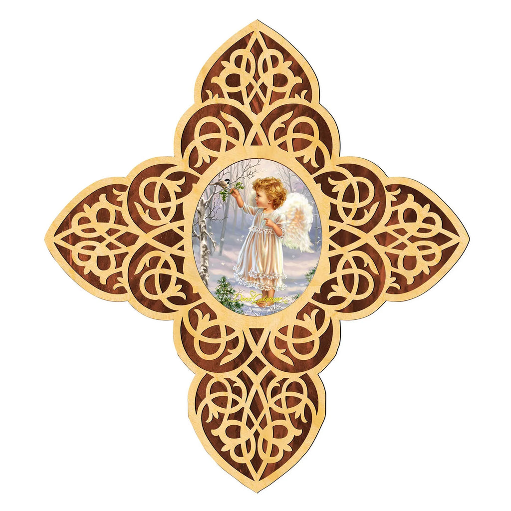 | Inspirational Icon by Gelsinger - Wooden 88482-DG D�cor Angel Cross D. Girl Filigree
