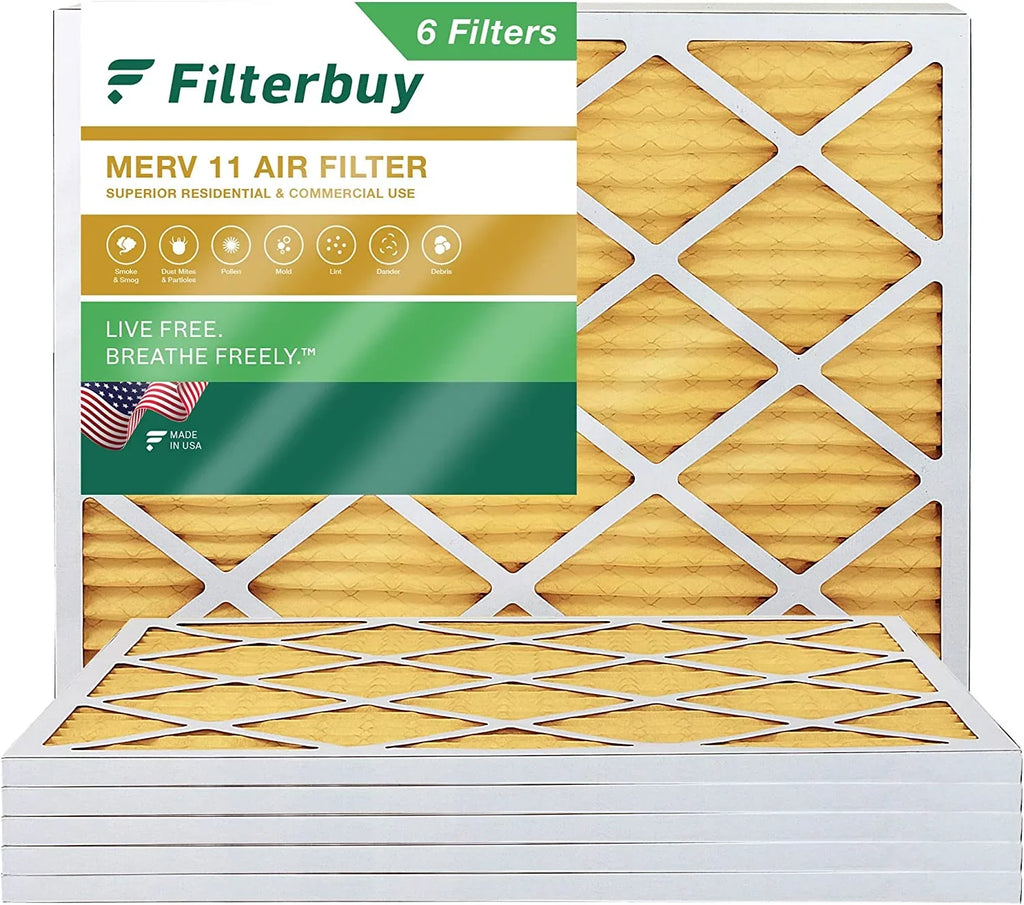 11 MERV Pleated Furnace Filters AC Filterbuy (6-Pack) 14x20x1 Air HVAC