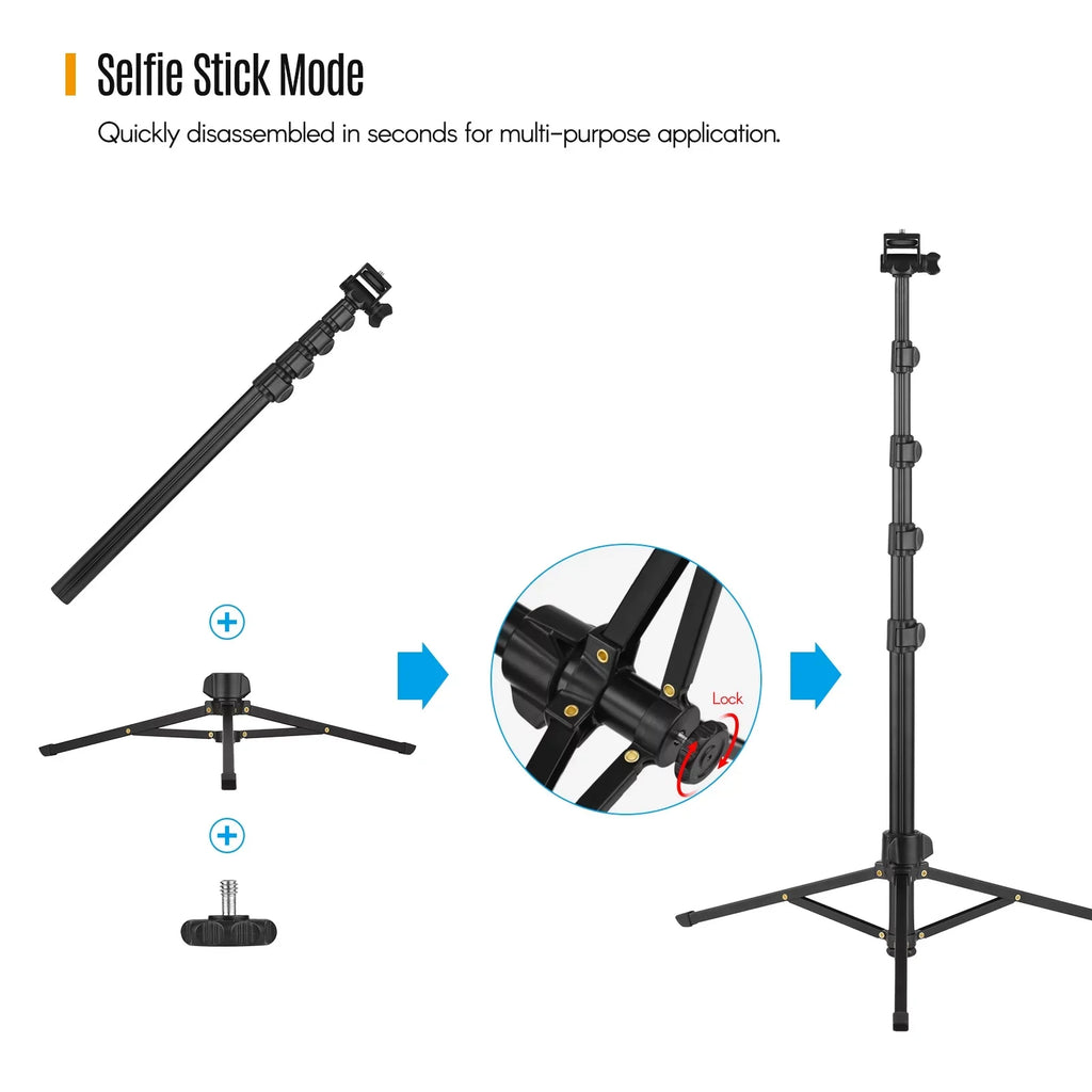 Cameras Stick to Includes Smartphones, for Holder, and 2-in-1 - Supports Camera Shutter 3KG, Selfie Andoer Action Tripod up and Phone Bracket, Phone 168cm/66in Action Mirrorless Remote Cameras, and