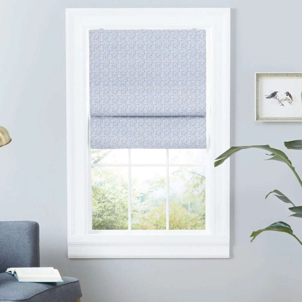 Total Esme Exclusive Blackout Shade, Roman 27"x64", Blue Slate Home