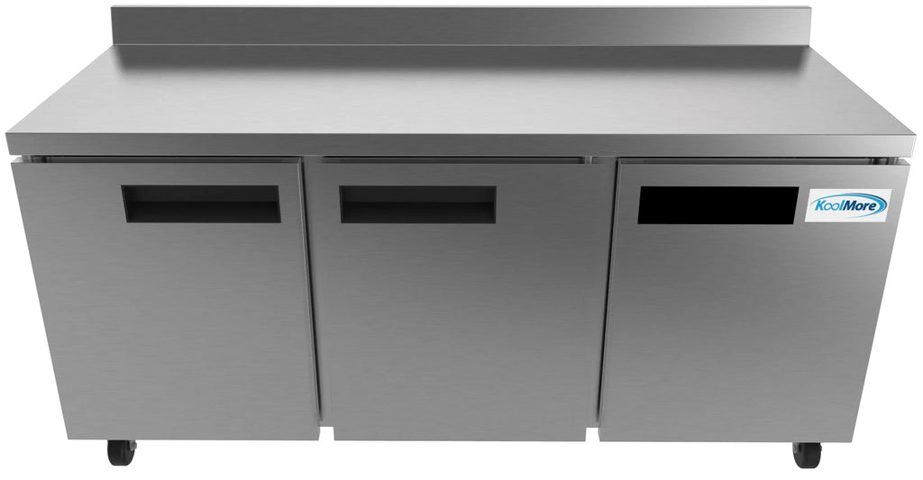 in Cu. Commercial KoolMore 72 Refrigerator Steel, in. Worktop Stainless Three Door ft. 16.9
