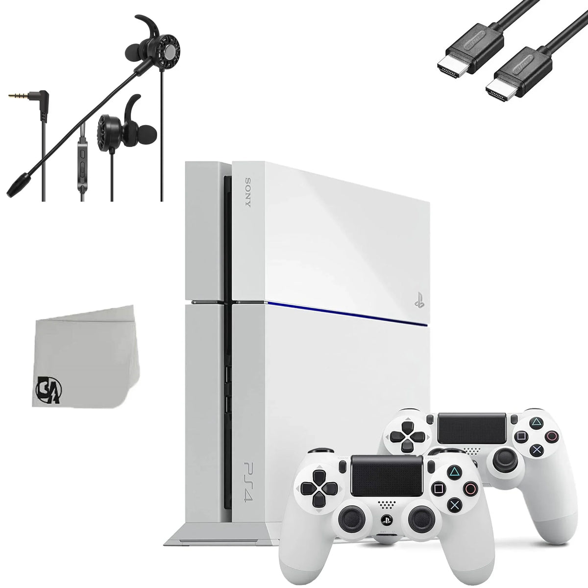Microphone With PlayStation Original BOLT Earbuds Matte Used T5 2 4 White 500GB Console Controller With Bundle AXTION + Gaming