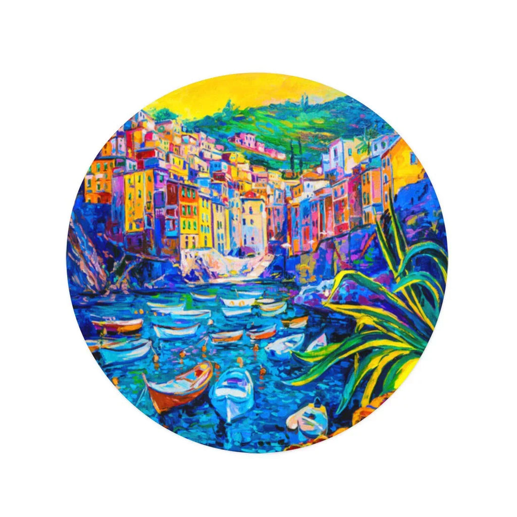 Beach Circle Town Blanket Travel 60 Tapestry Throw Canvas Towel SIDONKU Beach Painting Boats Round Mat inch on Towels Circular Original Old and Oil
