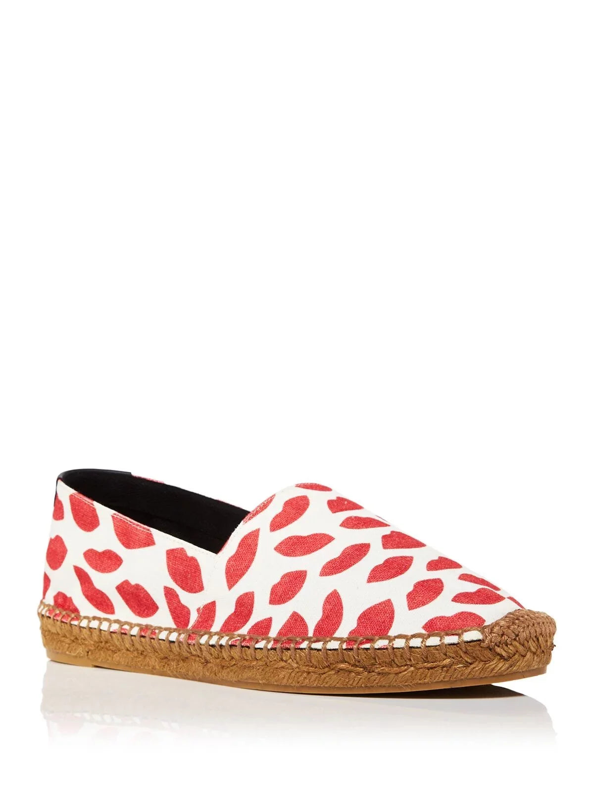 Red Round Womens SAINT 36 Bianco Espadrille Shoes Toe Platform On Logo Woven Printed LAURENT Slip Lip