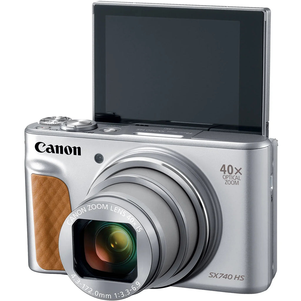 Shoulder Bundle (Silver)+64GB Canon Accessory Camera Digital Card+Camera Tripod+Deluxe Bag+Steady Memory HS PowerShot SX740 Gripster