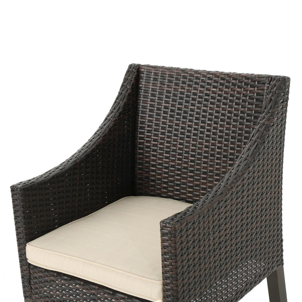 Wicker Rectangular Cushions, 9 exterior Noble Dining with Multibrown, Piece Arcadia Set Beige House