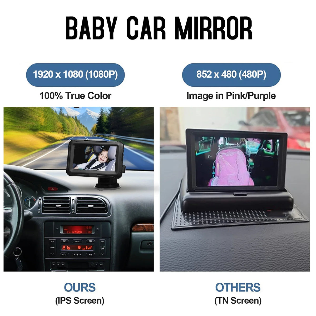 Screen Invigilator ammoon 4.3'' Wide Vision Resolution with Mirror, Night Baby Angle, Car View Monitor