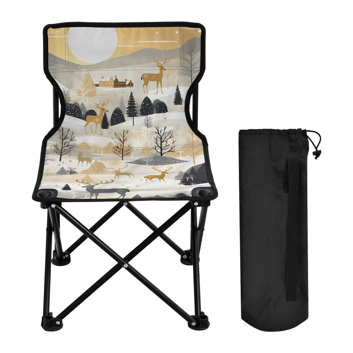 Lawn in Fishing Small Chair Kids Forest Chair with for Chair Beach Bag Chair Folding Carry Golden Portable exterior Camping Deers