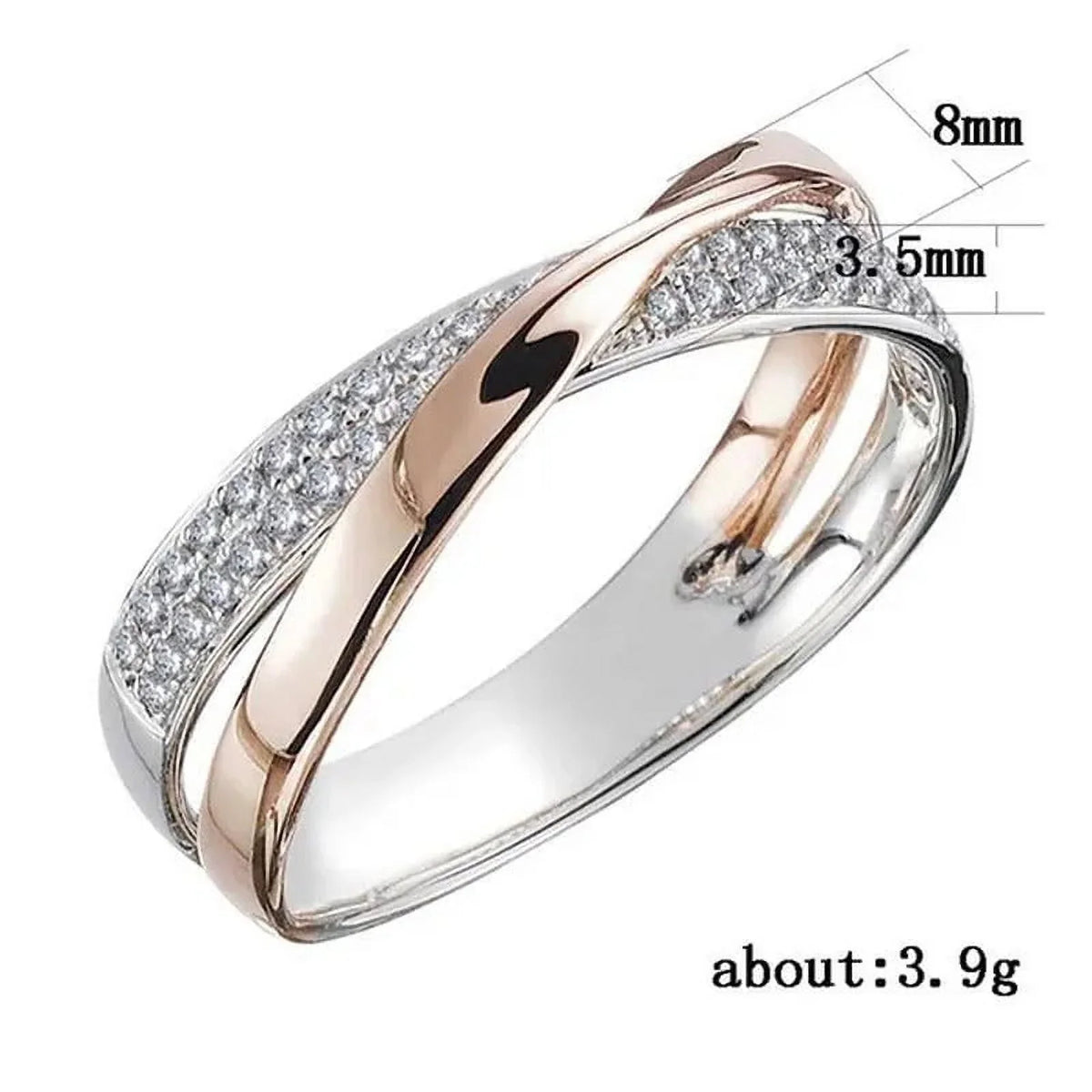 Kingladies White Sapphire Gold Valen Rose Ring Cross Ladies Ring Fashion Delysia