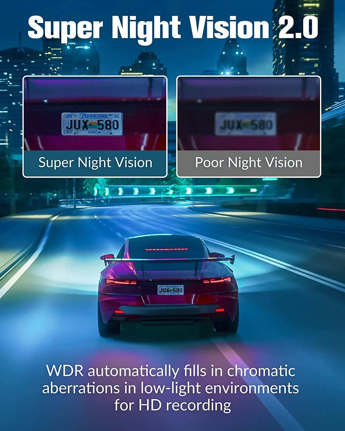 Angle,2.0'' 3 Card,Built-in Vision,170°Wide Free Inside,4K for UHD Mode Cars Screen,WDR,Loop with Full Channel Super Rear Front Dash Dash Parking Camera 32GB SD and Night Cam IPS Recording,24H