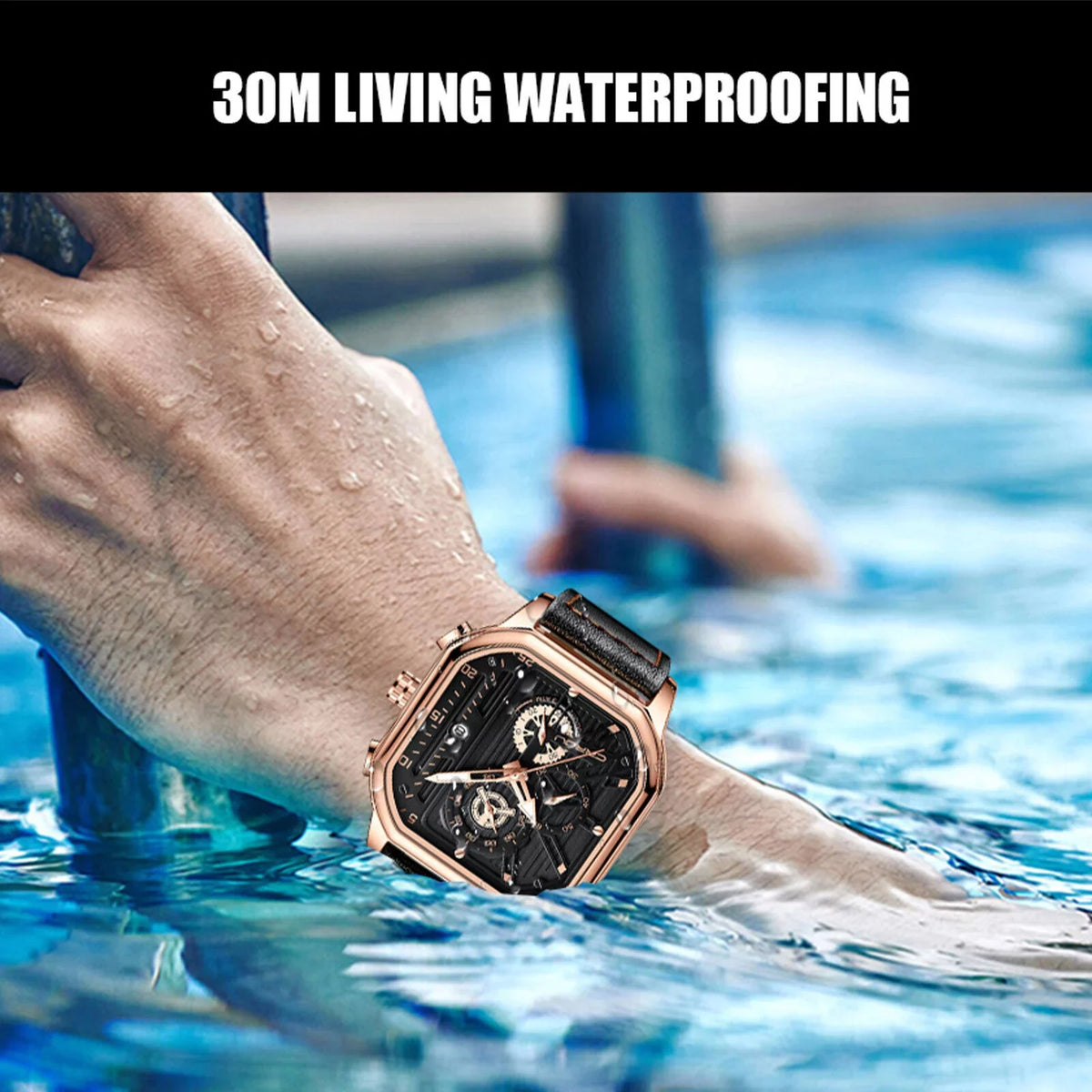 Quartz Business Leather Men's Chronograph Waterproof Date Luxury Watch Luminous
