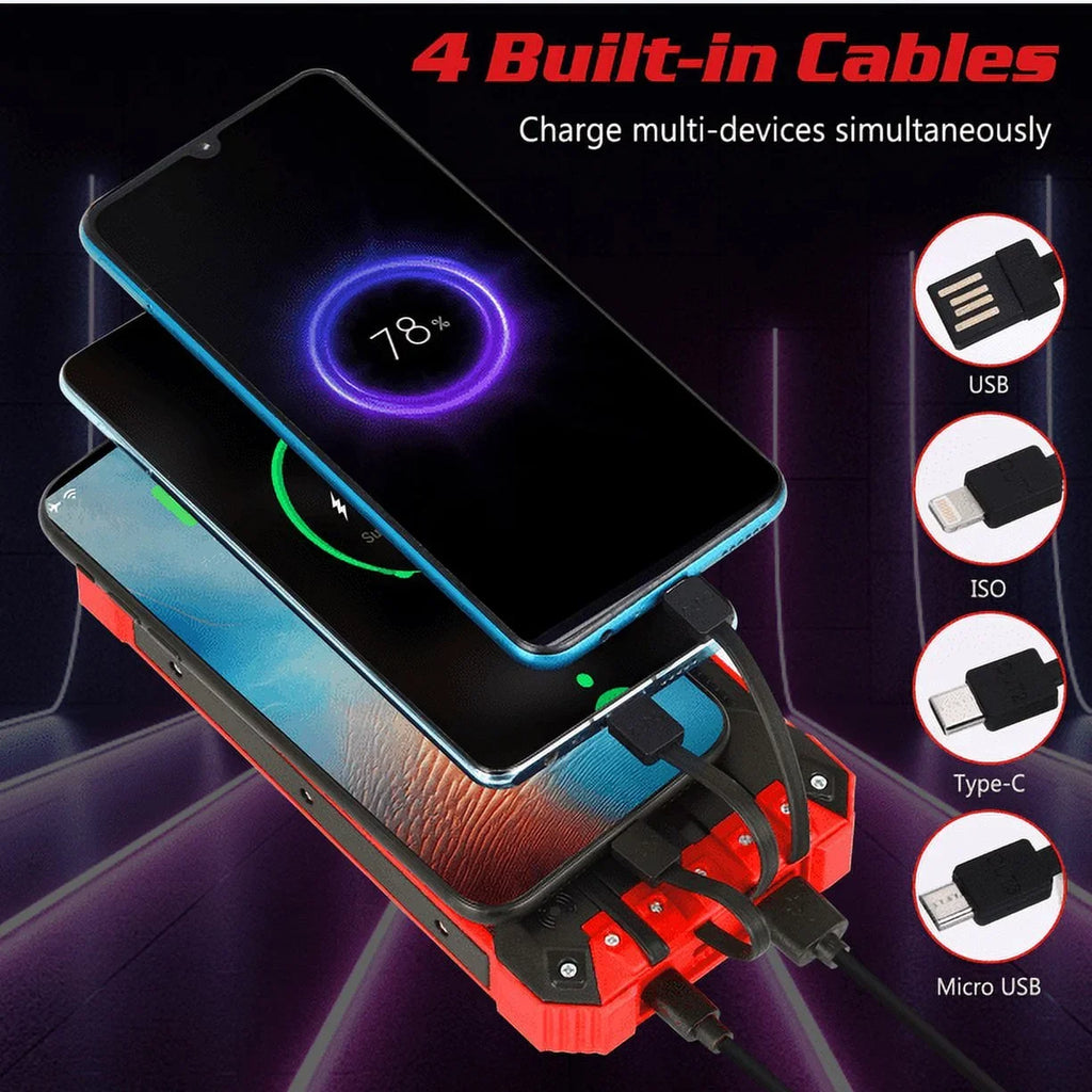 6 4 20000mAh Flashlight Cables Power Waterproof LED Solar IPX4 Outputs External Battery Qi Ulefone C Charger Built-in with Bank For Inputs Armor Solar 9 15W USB 3 Wireless Port Portable 5V/3A