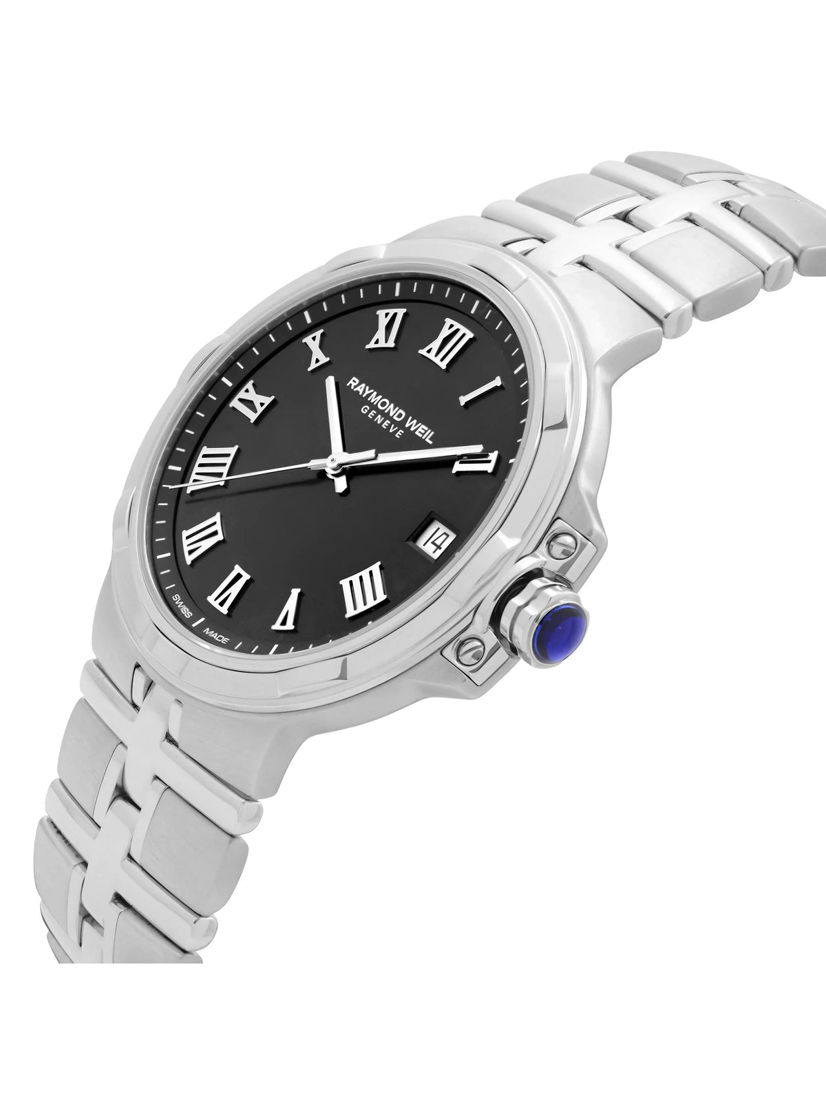 Dial Watch 5580-ST-00208 Raymond Quartz Weil Mens Steel Black Parsifal Stainless