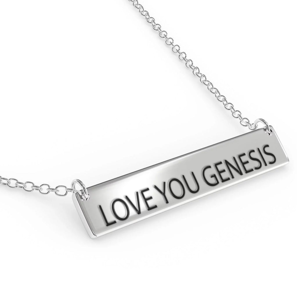 Women's Sterling Love Genesis Necklace Sliver Bar Pendant You