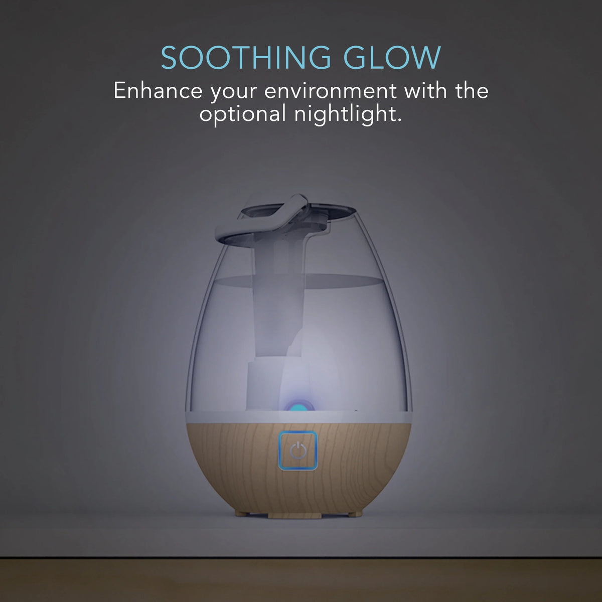(New) Mist 0.4 Humidifier, Sharper Gallon Light Ultrasonic Image Ash Woodgrain Cool