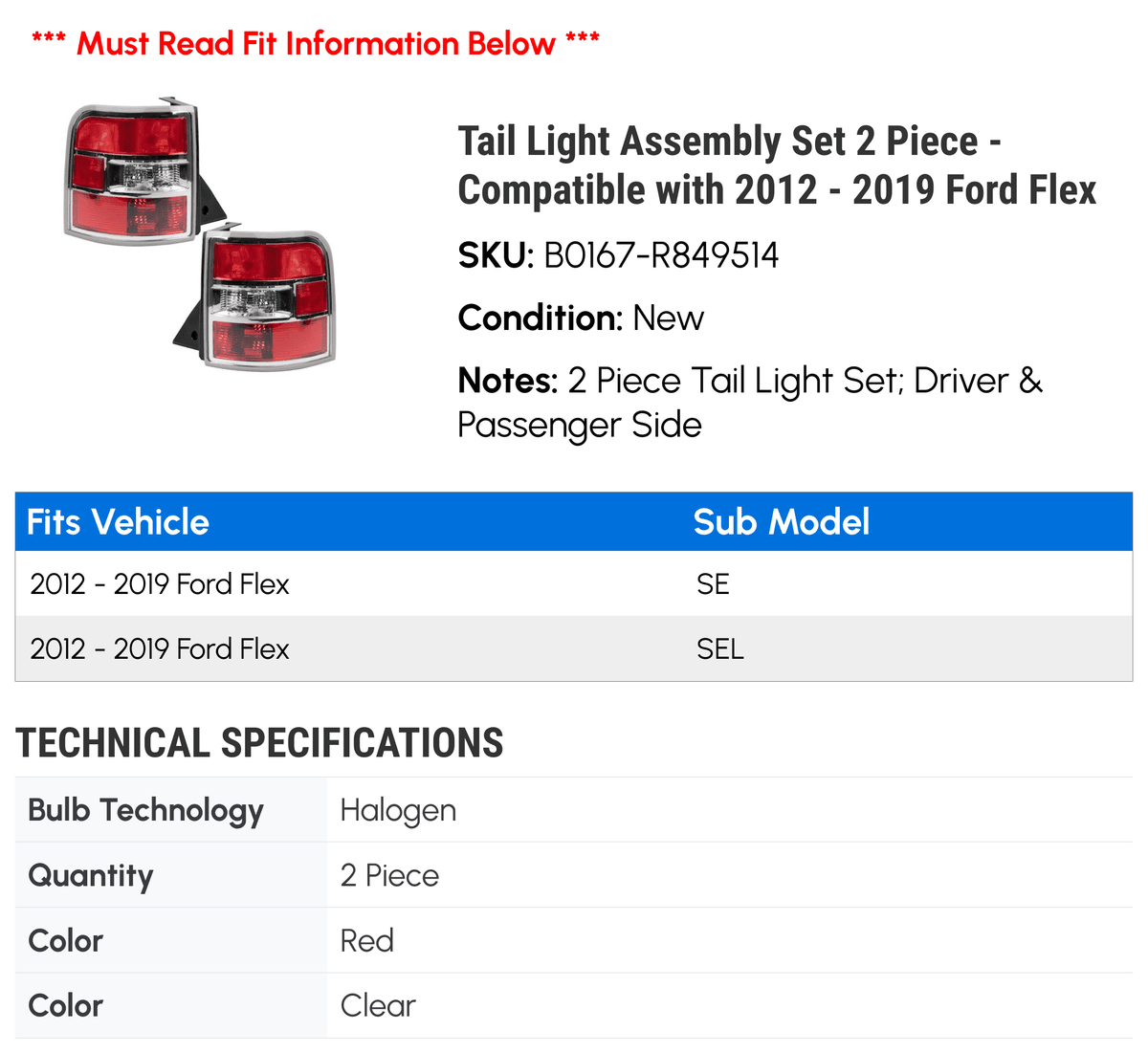 with 2018 Compatible - 2 2017 2013 2012 2014 - Flex Light Set 2015 Assembly 2016 Tail 2019 Piece