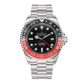 1250M Explorer Red Movement Pro Oceaneva™ Steel Men's Deep GMT and Swiss Diver Watch Stainless Quartz, Black- Marine Bracelet