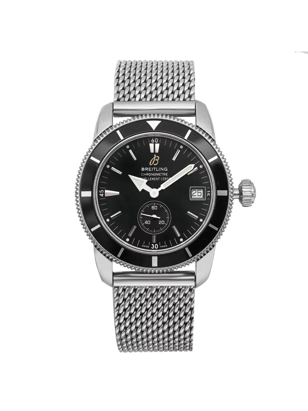 Steel Dial Mens A3732024-B869SS SuperOcean Breitling Watch Black Heritage 38mm