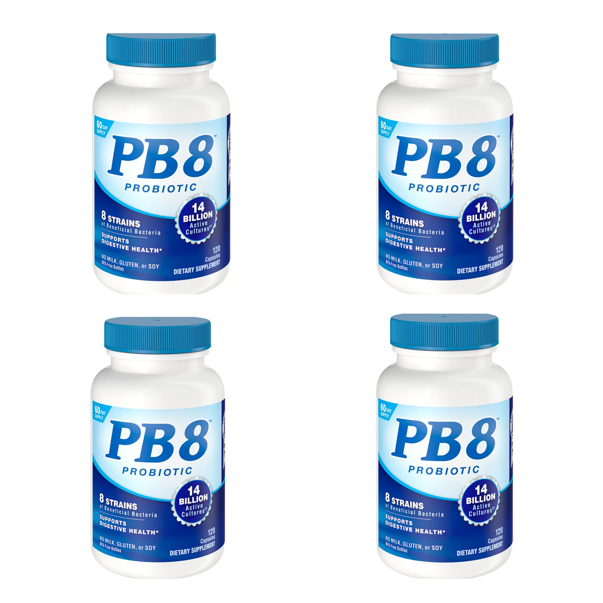 PB 8 capsules Acidophilus, Pro-Biotic 4 Pack 120 each