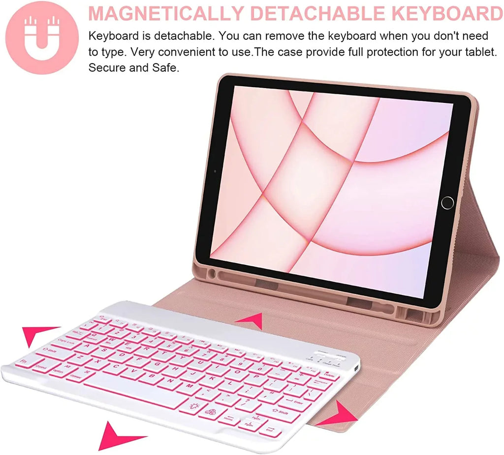 Pencil Pink Keyboard Air for iPad iPad Case Gen Holder Keyboard 5th Kvago 2022 Built-in Bluetooth