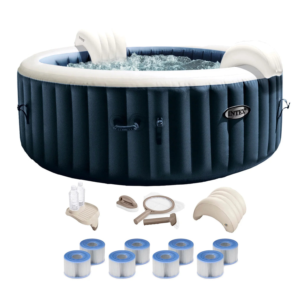 Bubble Tub Portable Inflatable w/ Intex Bundle Hot PureSpa Deluxe Jet Plus