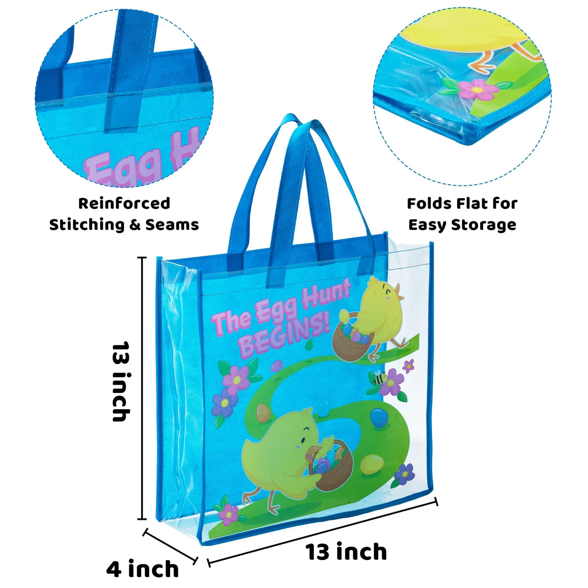 Reusable Tote for Bags Easter Favors Treat with Pcs Easter for Bags Kids, Gift Hunt, Egg Syncfun Easter Party Handles Goodie Supplies Large 6